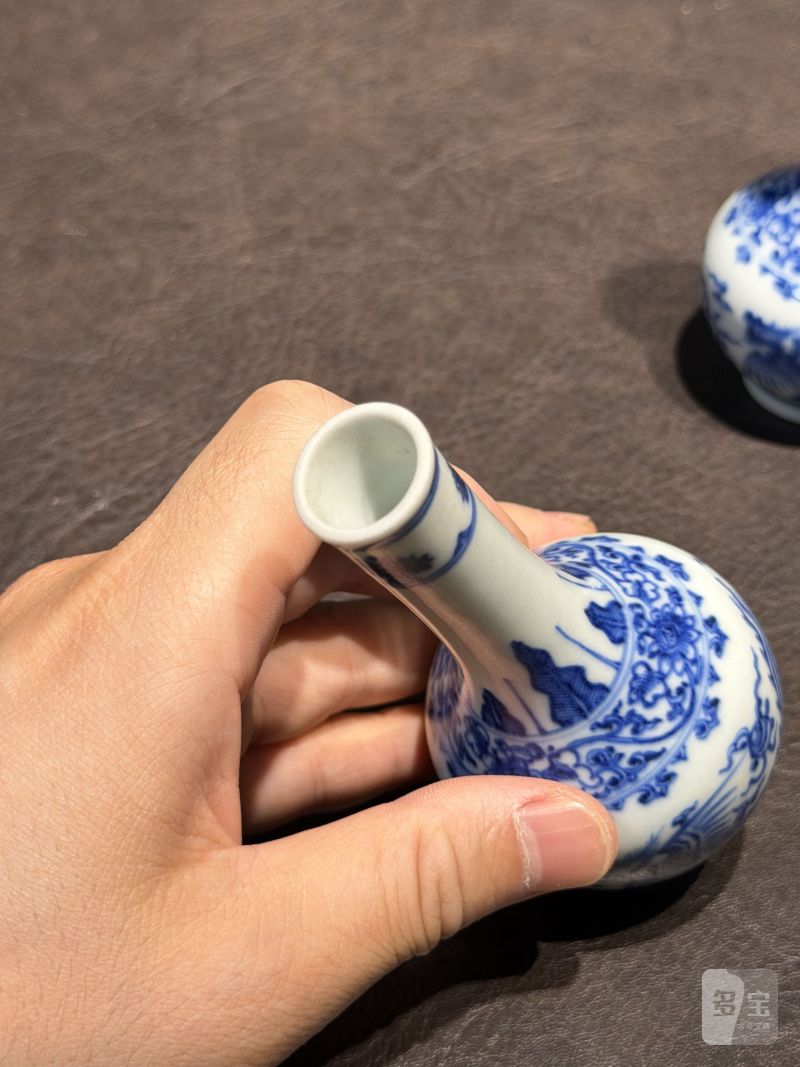 清康熙 青花双凤纹胆瓶、蒜头瓶 - 图22